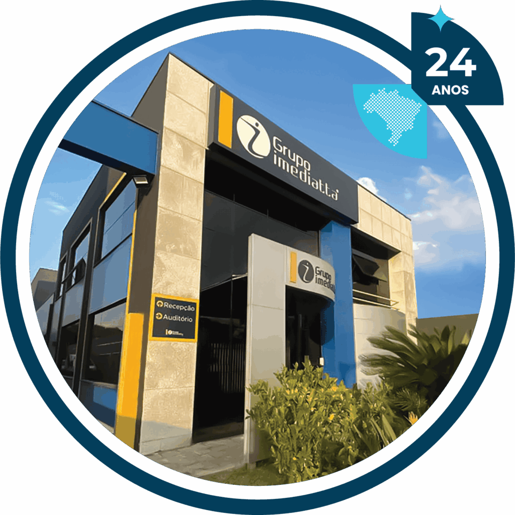 Faça parte da equipe do Grupo Imediatta - Trabalhe Conosco - fachada moldura 24 anos pichi